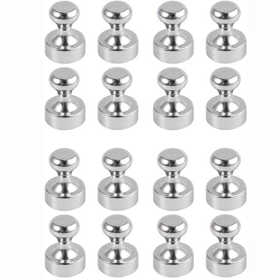 Set di 16 Magnetici Neodimio Mini 12 x 16 mm, Magnetici Extra Forti, Magnetici per Tavole Magnetiche, Frigoriferi, Pannelli di Peg, Pannelli di Puntamento, Tavole Bianche (Argento)