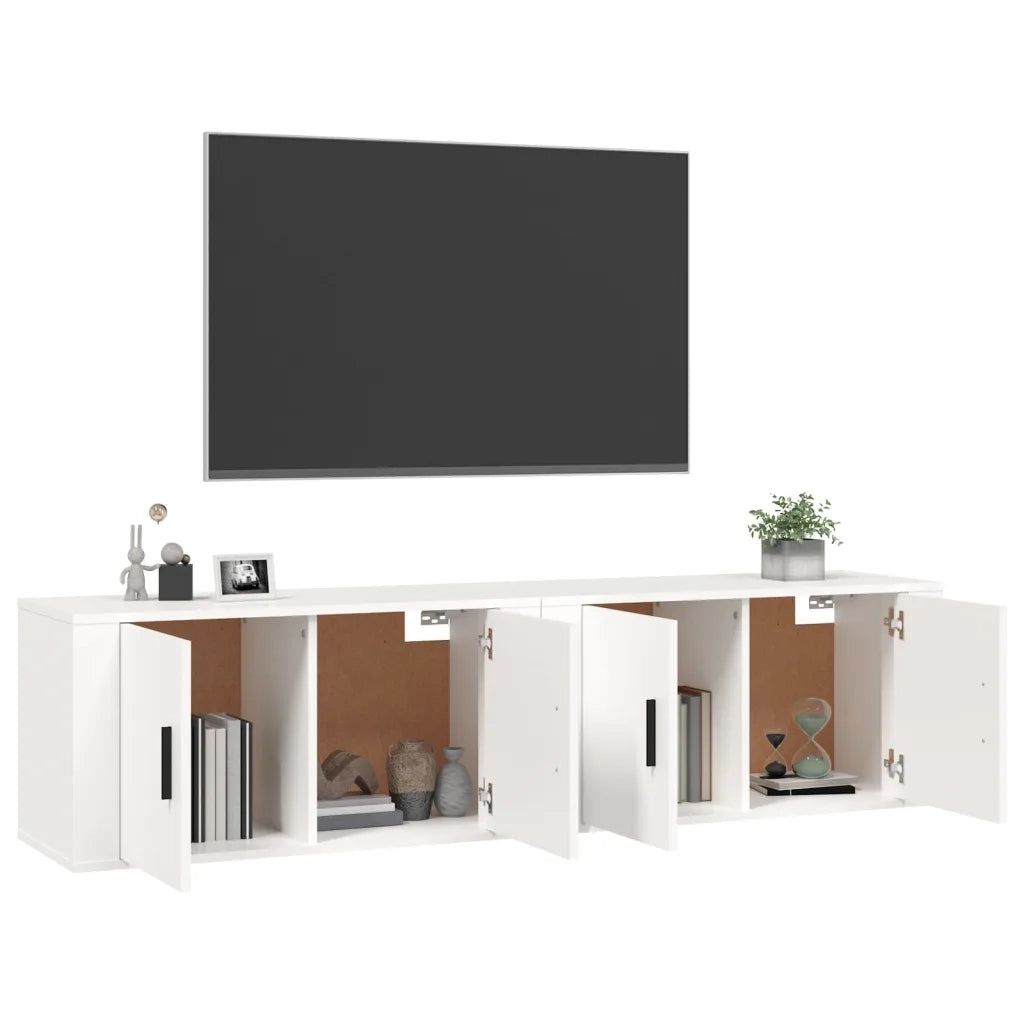 Mobili Porta TV a Parete 2 pz-Set di 2 Credenza per TV sospesa Bianco 80x34,5x40 cm