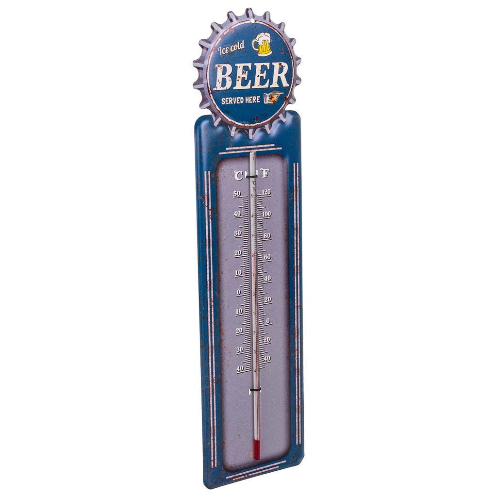 Termometro da parete in metallo blu 47,5x15x1h