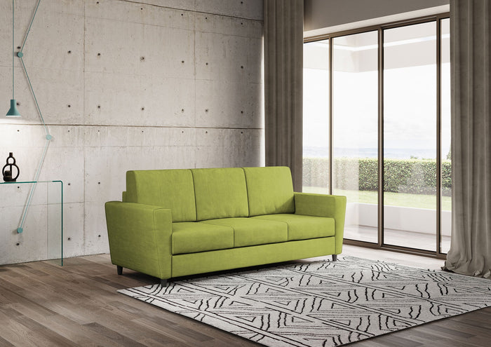 Divano 3 Posti 212x85x85 cm Yasel in Tessuto Verde