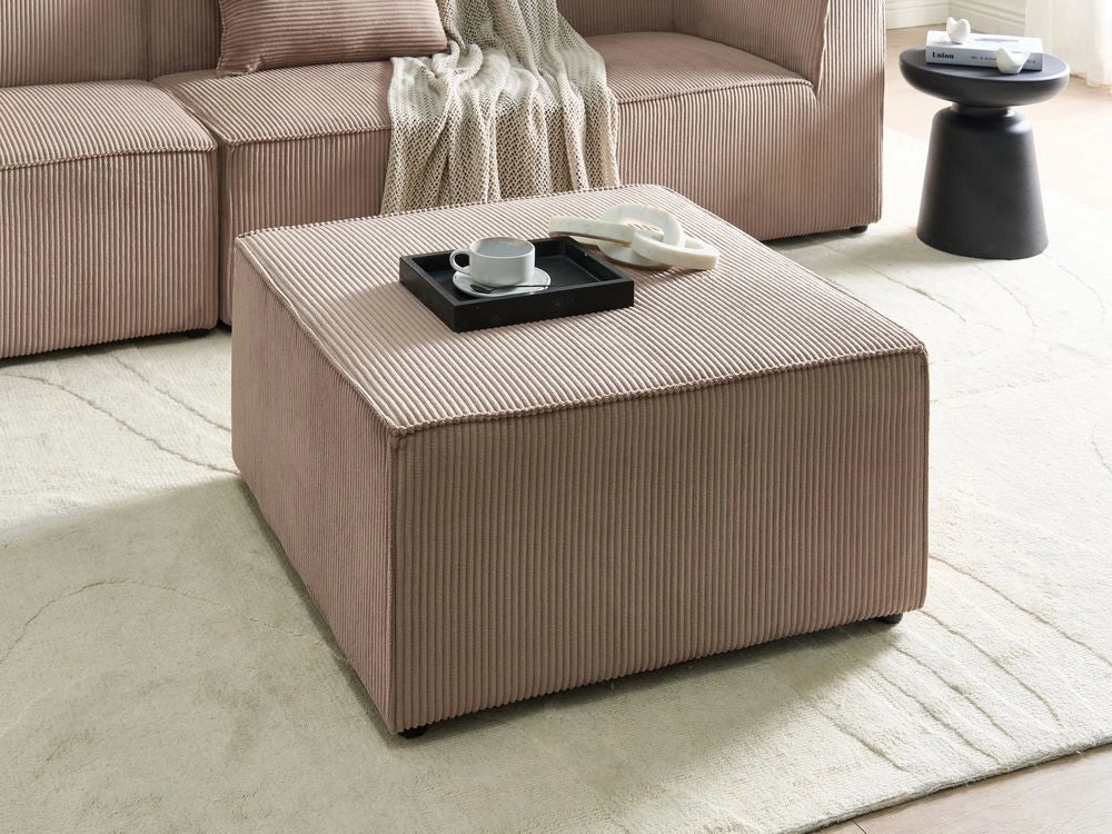 Ottomana Poggiapiedi Rettangolare in Velluto Colore beige sabbia dal design moderno