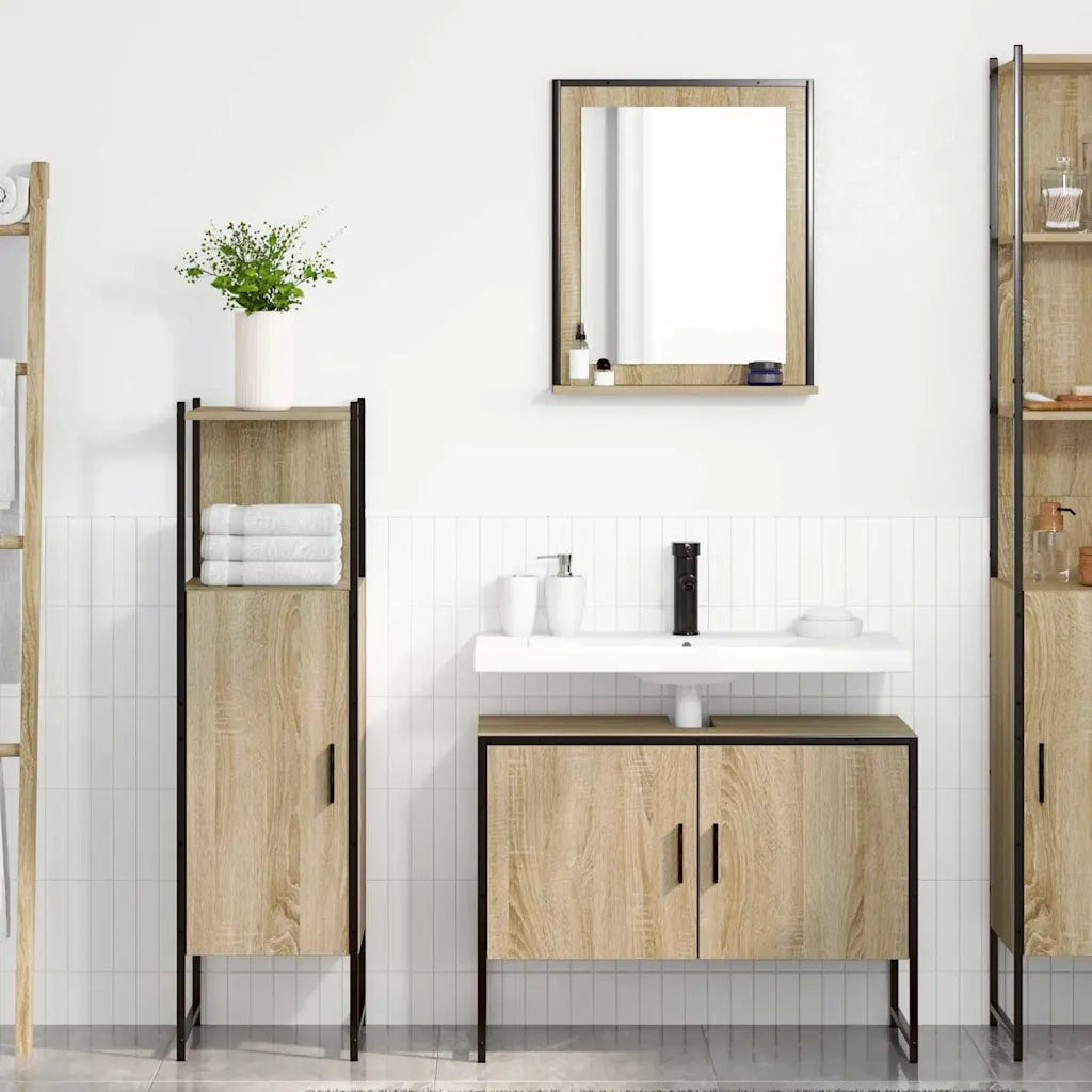 Set di mobili per il bagno 3 pcs Marrone Legno multistrato 3345146
