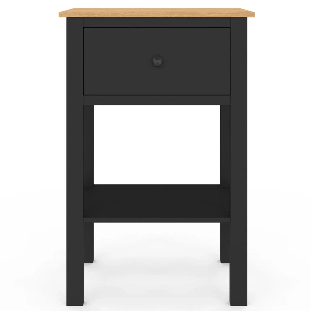 IDMarket - Set di 2 comodini ACHILLE, 1 cassetto e 1 ripiano in legno e nero