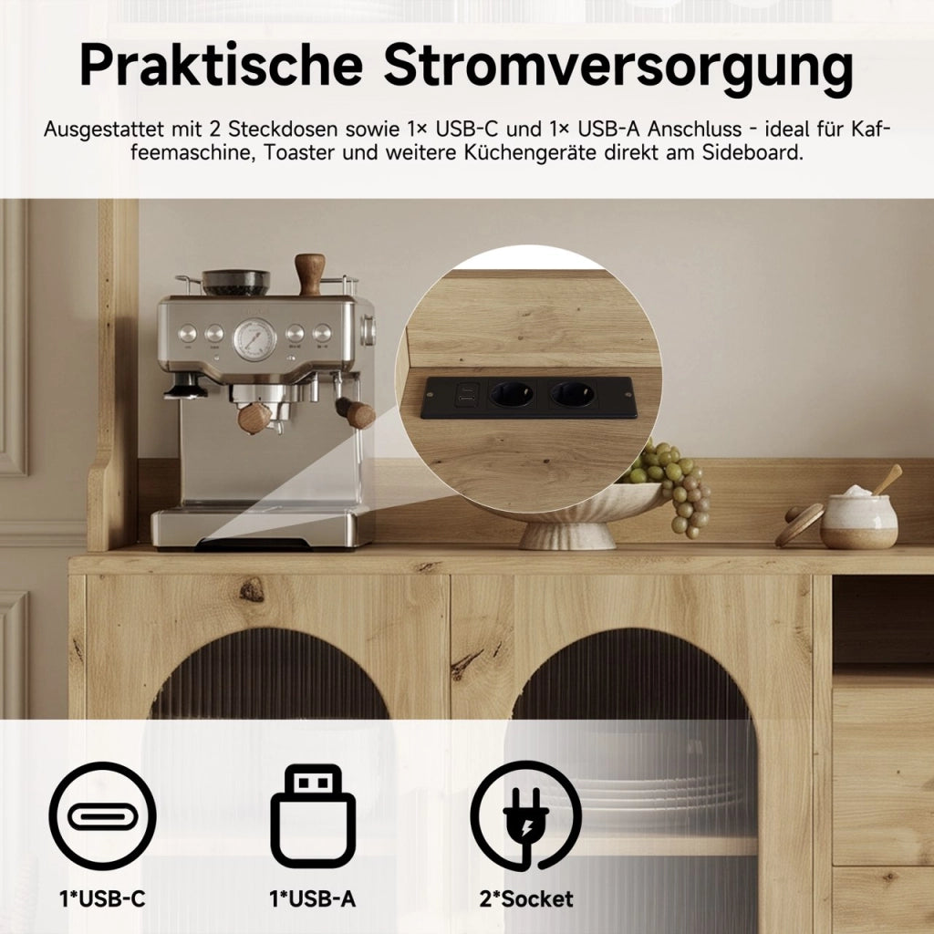 ARMADIO ALTO 120x40x178 cm in Pannello di Legno Colore Legno con prese USB-A/USB-C