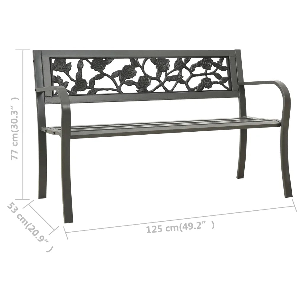 Panchina da Giardino 125 cm in Acciaio Grigia 312038
