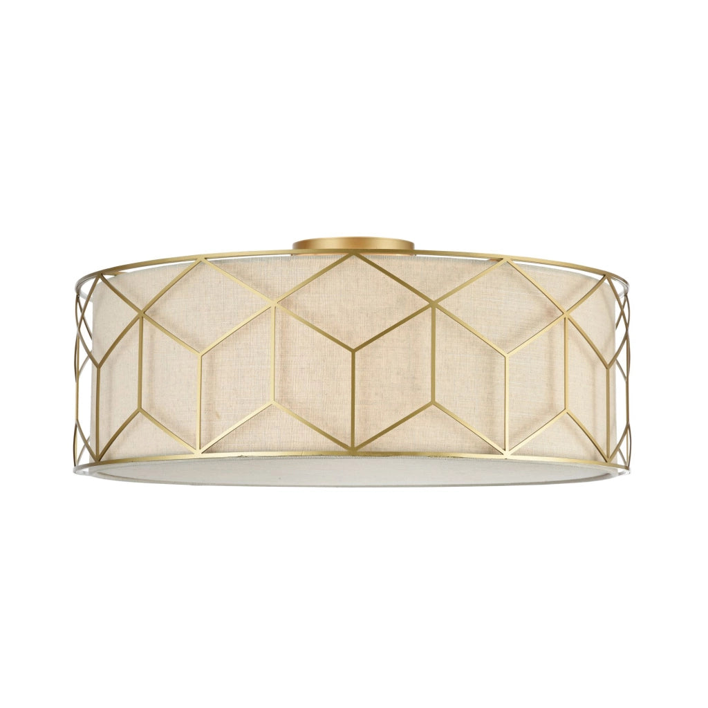 Maytoni Plafoniera contemporanea Messina 5 luci E27 oro metallo diffusore lino PVC