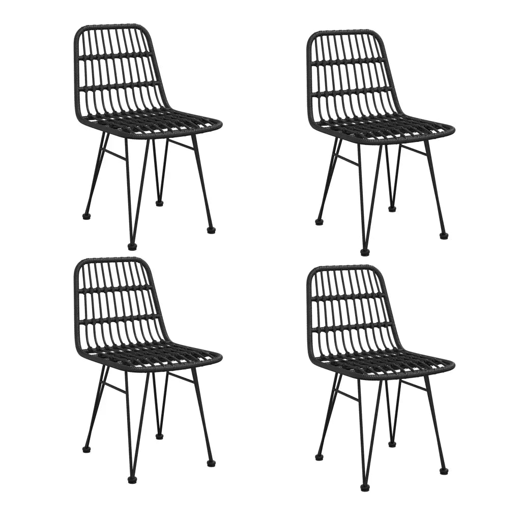 Set da Pranzo da Giardino 5 pz Nero in Polyrattan 3157844