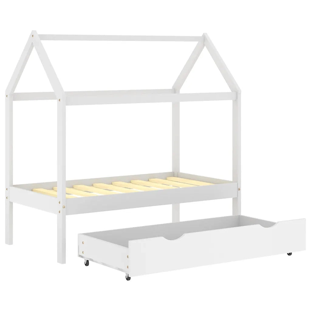 Giroletto per Bambini | Letto Infantile | Lettino Cassetto Bianco in Pino Massello 70x140cm