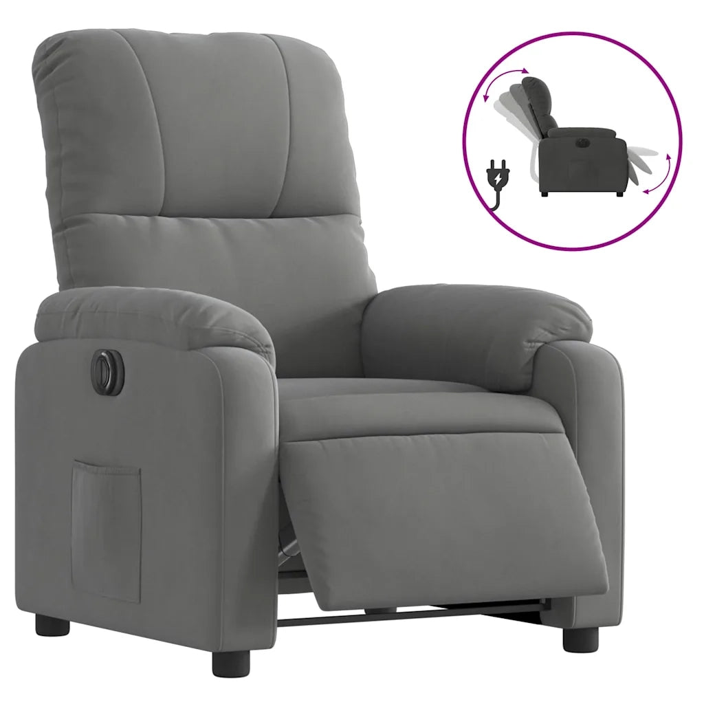 Divano Sedia-Poltrona Reclinabile Elettrica Grigio Scuro Tessuto Microfibra 616854