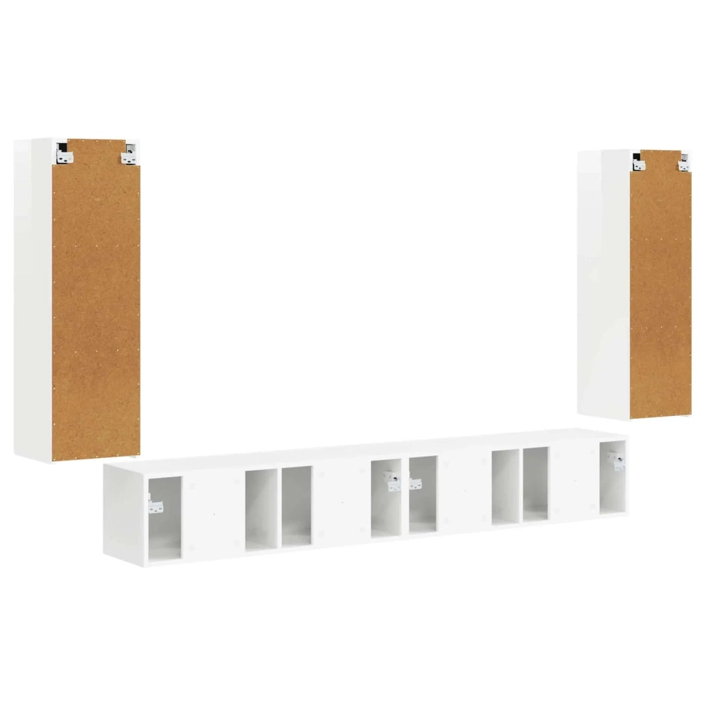 Set di Mobiletto da TV a Parete 4 pcs Bianco Lucido