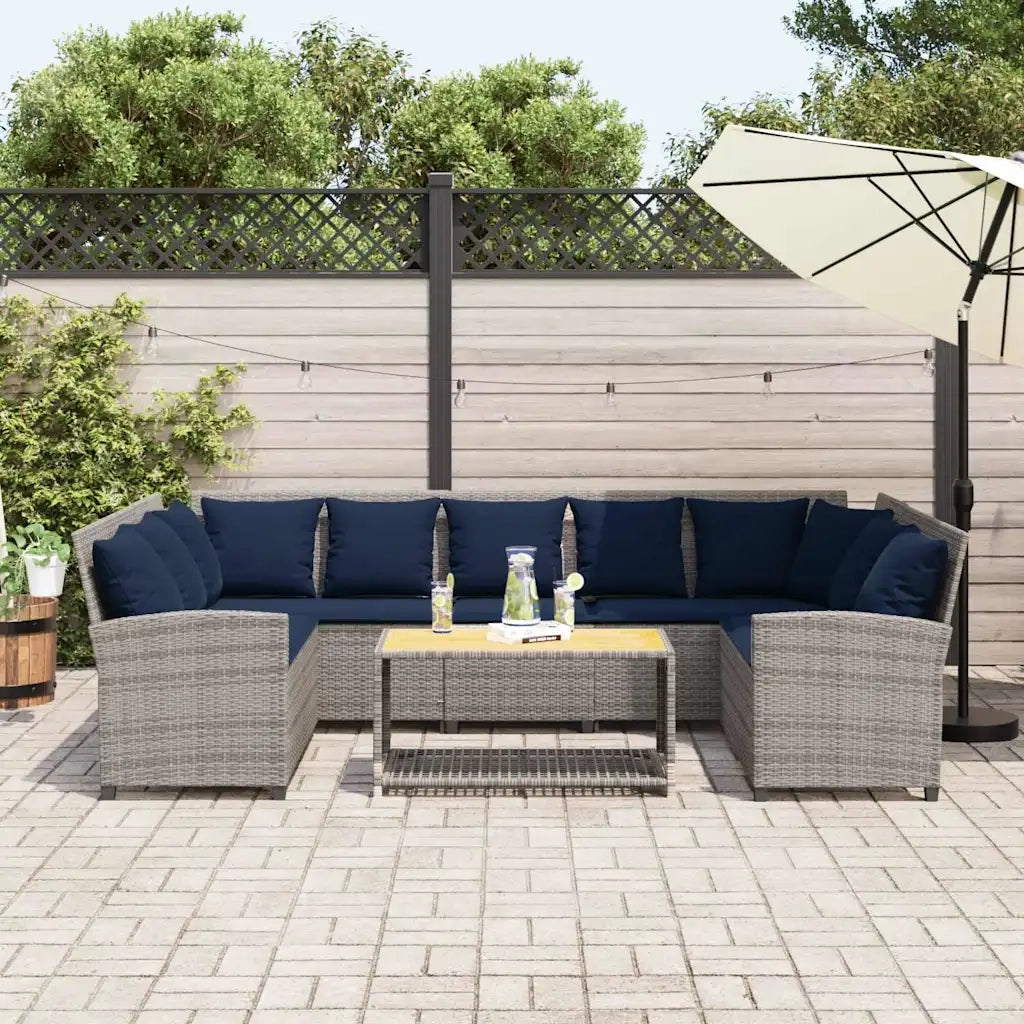 Divano da Giardino con Cuscini in Polyrattan Grigio 3365335