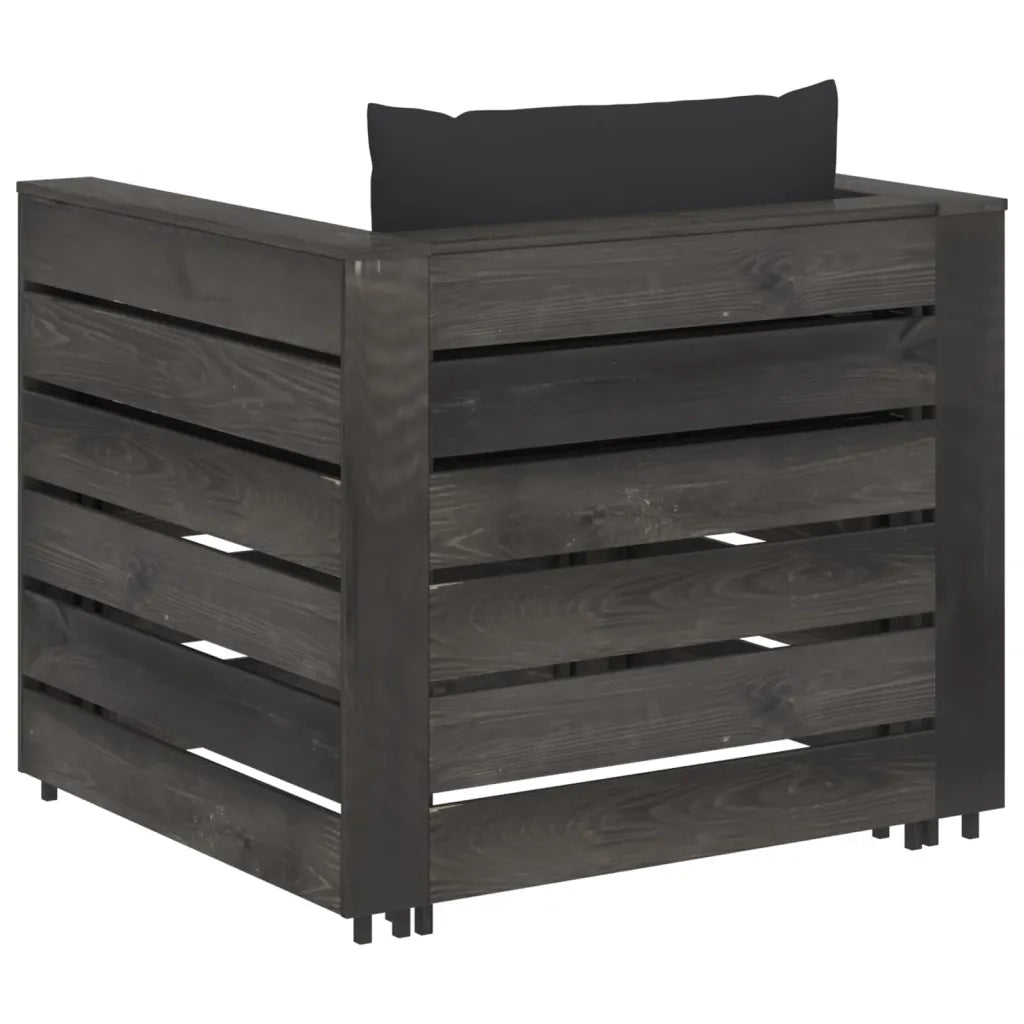 Set Salotto da Giardino 2pz con Cuscini Legno Impregnato Grigio 3068151