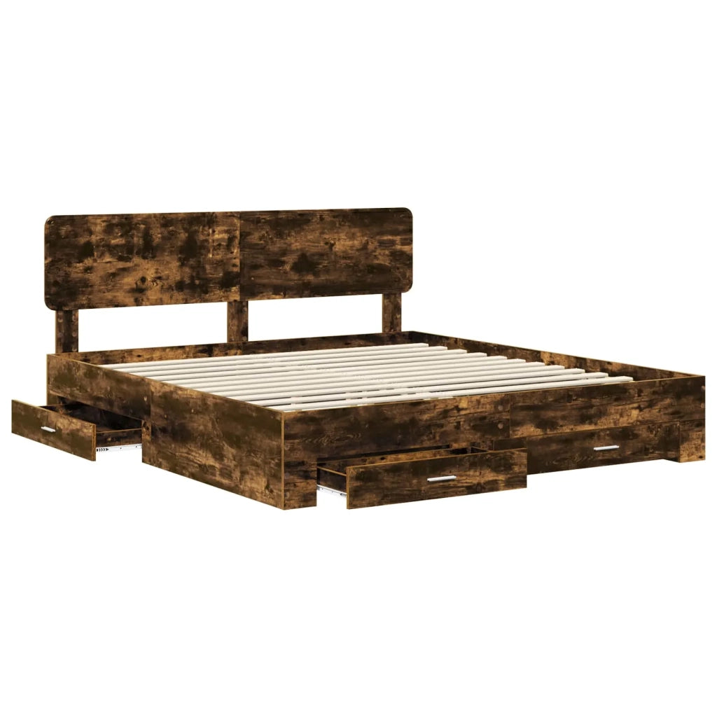 Struttura del letto Rovere fumé 200 x 200 cm Legno multistrato