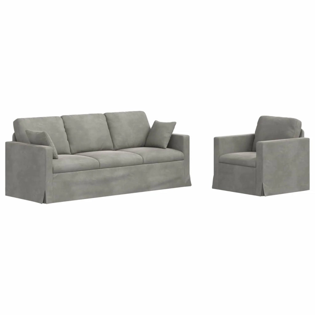 Set di divani 2 pcs Grigio chiaro 198 x 78 x 80 cm Velluto