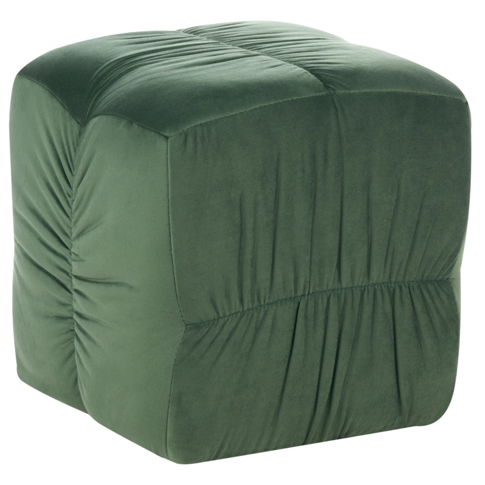 Pouf quadrato in velluto verde scuro, 38 x 38 cm, poggiapiedi decorativo con rivestimento setoso, in stile boho, per soggiorno e camera da letto