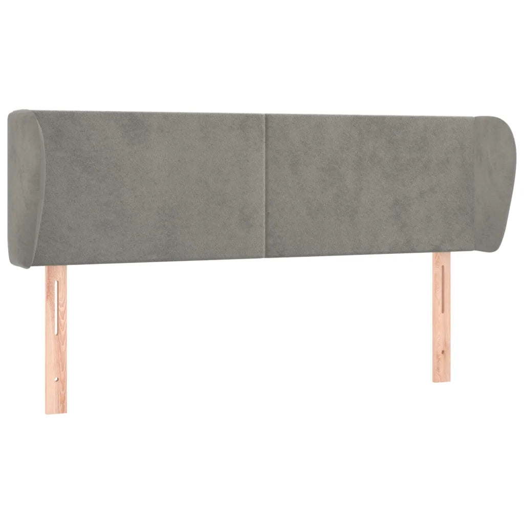 Testiera ad Orecchio-Testata con Orecchie Grigio Chiaro 147x23x78/88 cm in Velluto 232099
