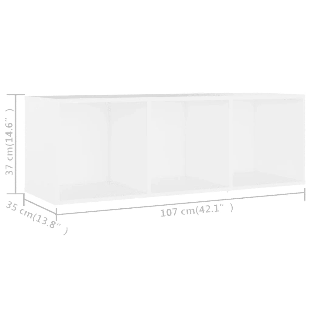 Mobile porta TV classico 107 x 35 x 37 cm con 3 scomparti moderno e pratico realizzato in legno composito bianco 02_0047858