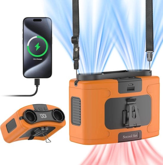 Ventilatore Portatile 20000 mAh - Ventilatore Oplaubile con 10 Velocità e Batteria Duratura