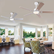 Ventilatore da soffitto con luce LED dimmerabile e telecomando, bianco e rovere chiaro