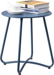 Tavolo da giardino a forma rotonda - Adatto per balcone e giardino - 1 pezzo - Blu marino - Metallo