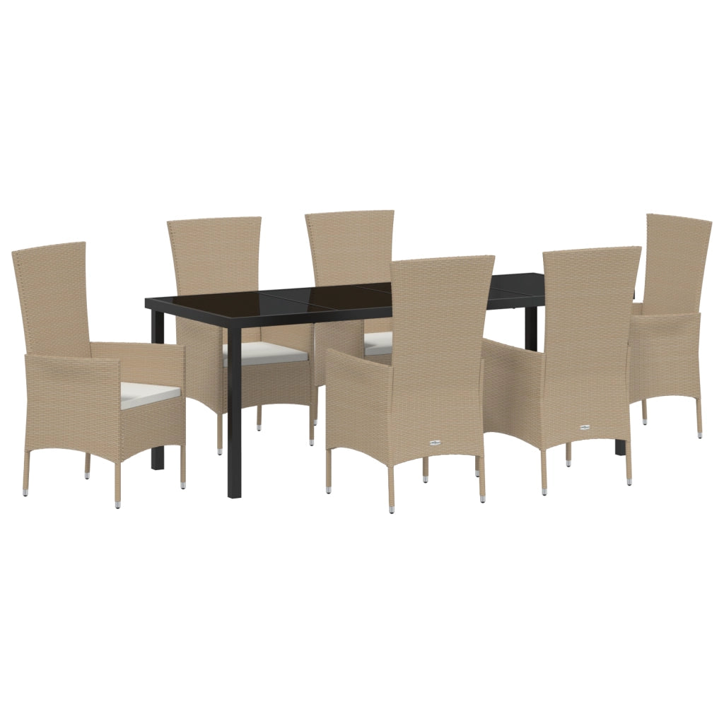 Set da pranzo da giardino  7 pezzi con cuscini Beige