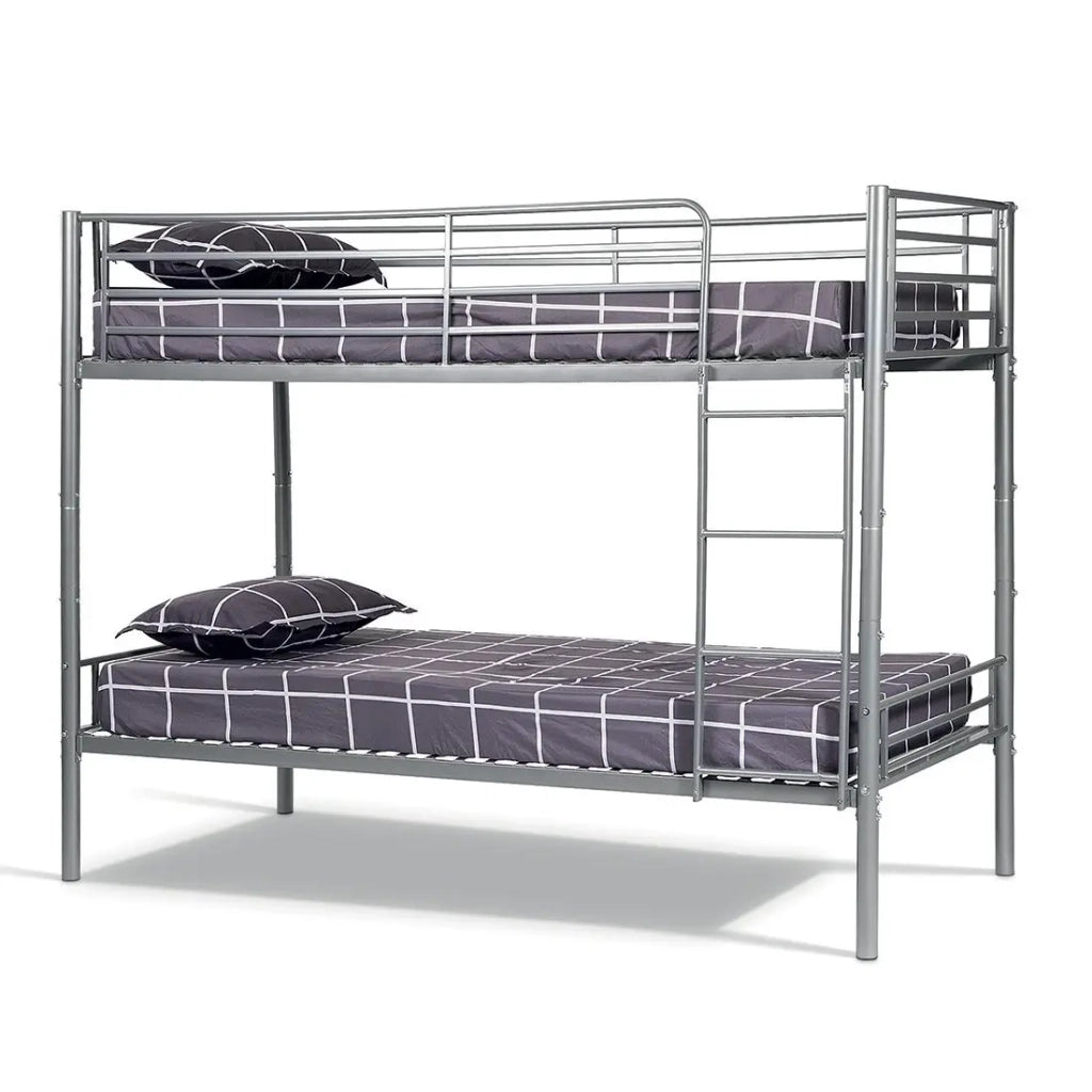 Letto SAMMY – Letto a castello in metallo 90x200 cm grigio con reti incluse