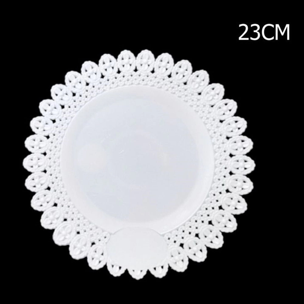 Trade Shop - Set 2pz. Vassoio Trama Trinato Bianco 23 Cm Rotondo Piatto Sotto Dolci Trasporto -