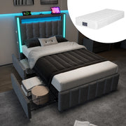 letto imbottito lino grigio 90 x 200 cm