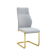 Set tavolo e sedie con 1 tavolo rotondo e 2 sedie imbottite in MDF; metallo e similpelle noce; grigio chiaro e oro
