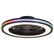 Mantra Iluminación Ventilatore da Soffitto Nero con Telecomando e Luci RGB 60W 556x142 cm