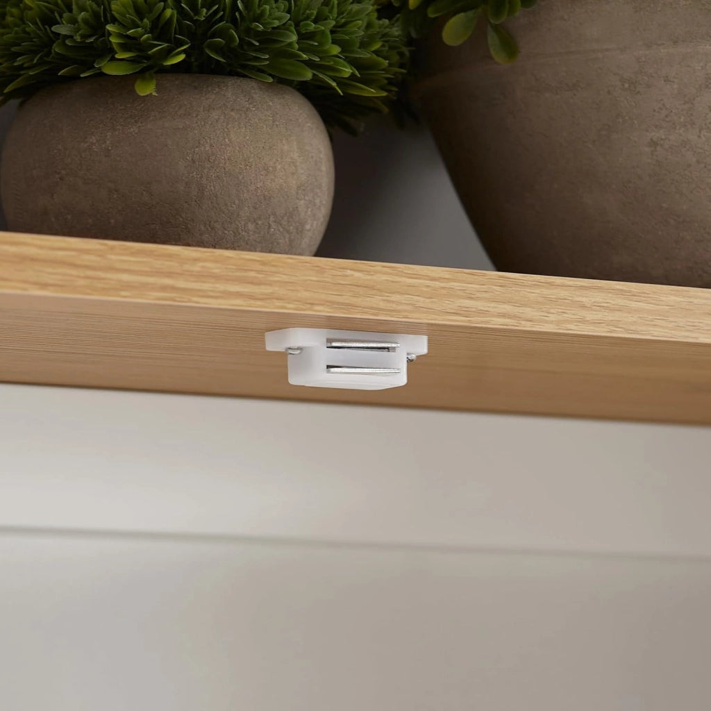 Pensile da Bagno – Mobile da Bagno Sospeso – Armadietto a Muro Stretto con Ante a Persiana e Ripiani Regolabili, per Cucina e Corridoio, in Legno, Bianco, 60x56x19cm, BZR42-W