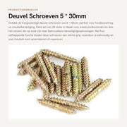 Viti a secco da 20 pezzi - Viti a secco con bottone - Connettore per lavorazione del legno - 5 x 30mm - Alta qualità