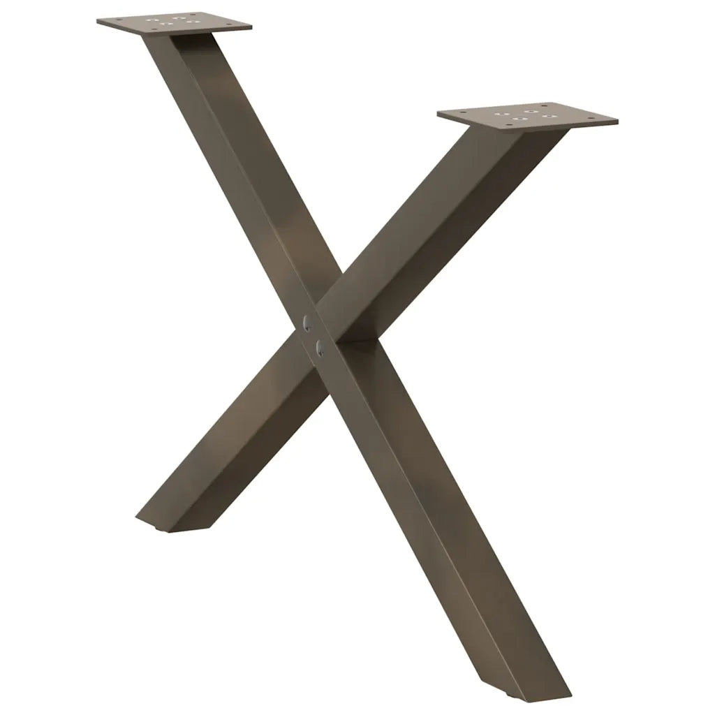 Gambe per Tavolino da Caffè a Forma di X 2 pz Acciaio Naturale 70x(42-43) cm Acciaio 4012907