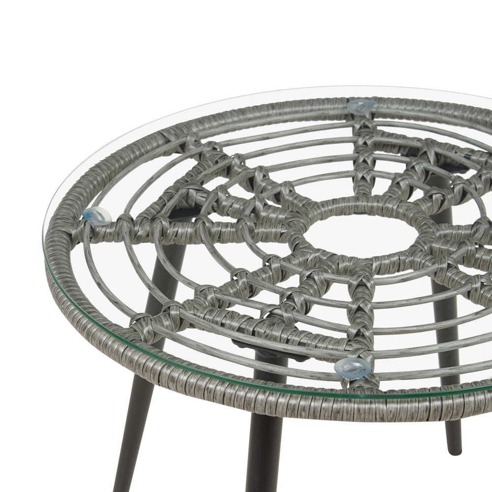 Set da Balcone con Tavolino e 2 Sedie in Finto Rattan Beige con Cuscini da esterno giardino terrazzo balcone
