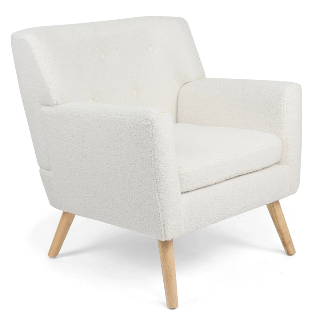 IDMarket - LIV Poltrona scandinava in tessuto bouclette bianco