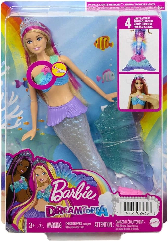Barbie Dreamtopia Sirena Luci Scintillanti Bambola (30,4 cm, bionda) con luci che si attivano a contatto con l`acqua e c
