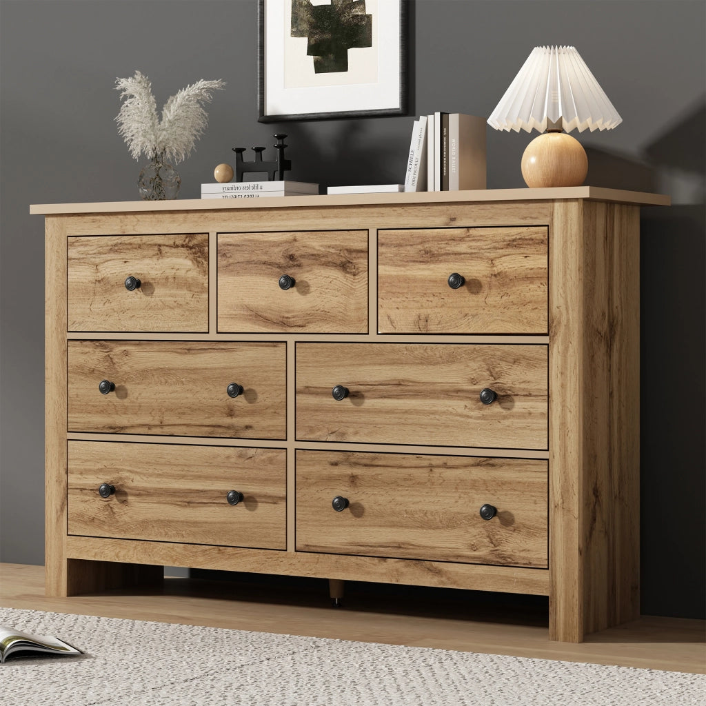 Armadio da pranzo moderno - Zephmum - Colore legno naturale - 7 cassetti grande capacit¨¤