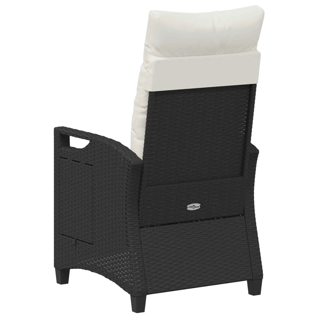 Sedia da Giardino | Sedie da Esterno reclinabile Nero e Crema 56 x 60 x 112 cm
