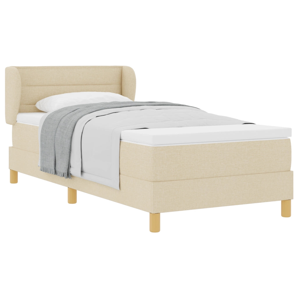Letto Box Spring con Materasso - Crema - 80x200 cm - Tessuto
