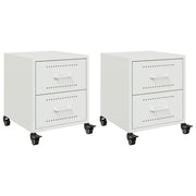 Set di 2 Comodini | Armadio da Notte | Mobiletto da notte Bianchi 36x39x43,5 cm in Acciaio