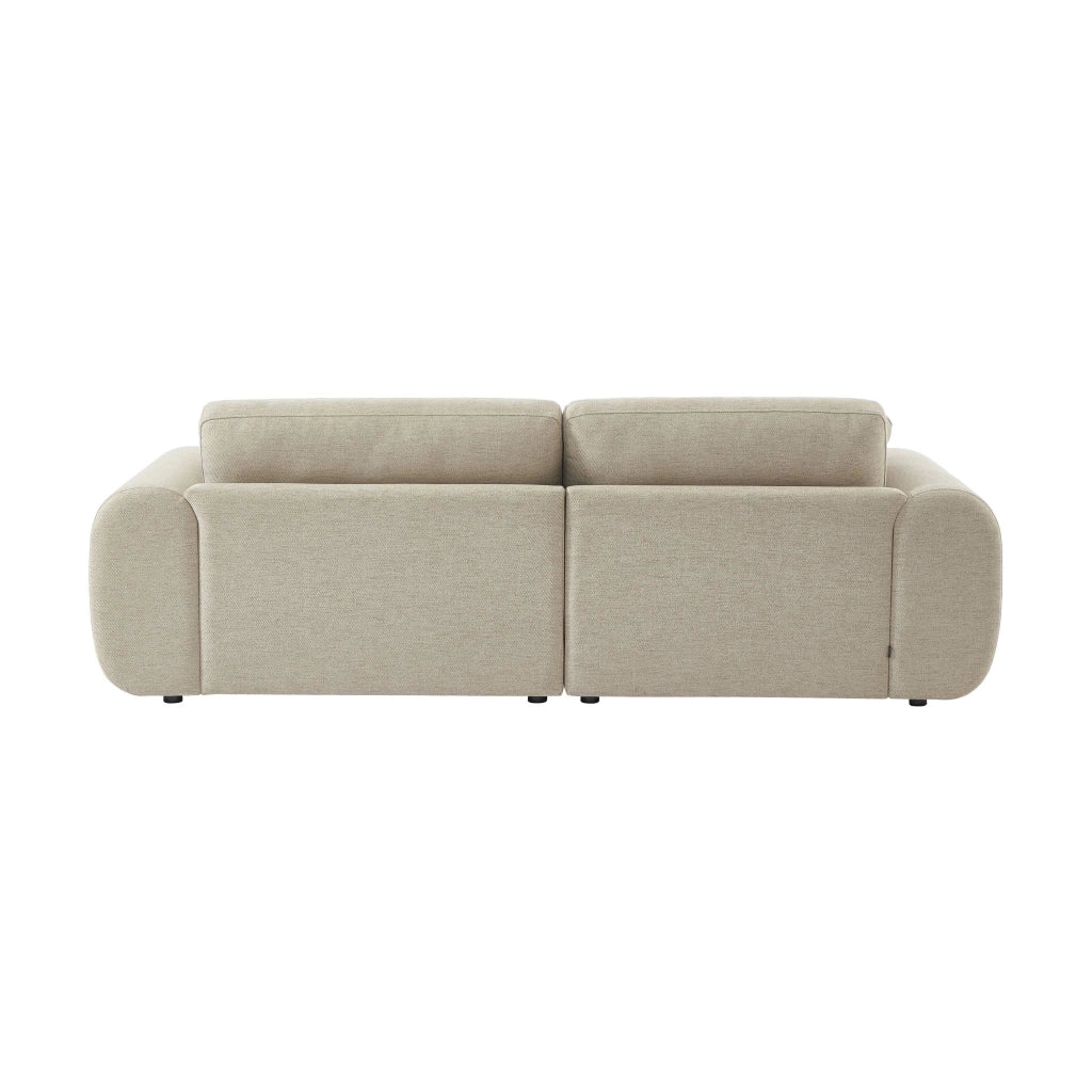 Divano angolare sinistro in tessuto con piedi rotondi, 3 posti, beige