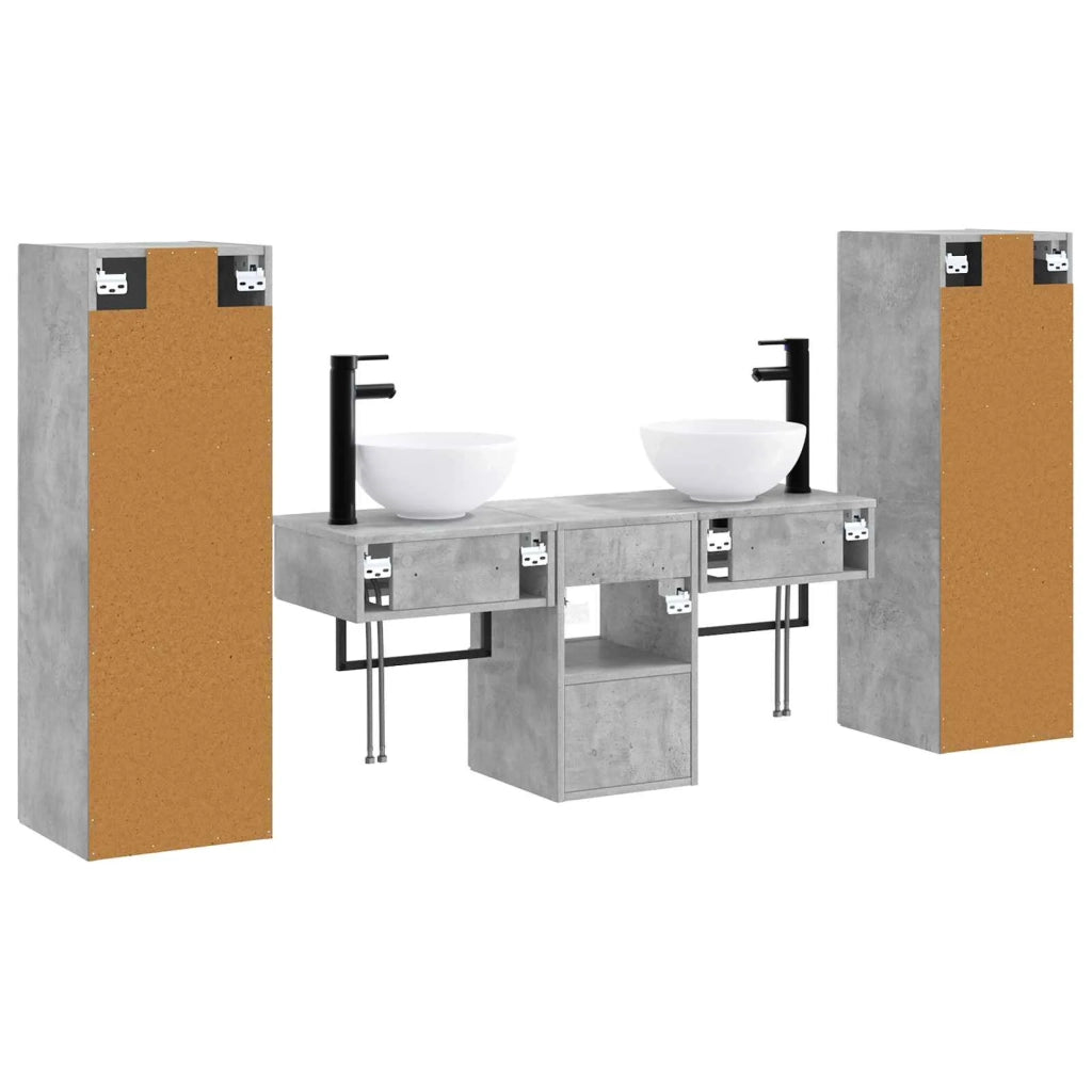 Set di mobili per il bagno 5 pz Grigio Cemento 3405966