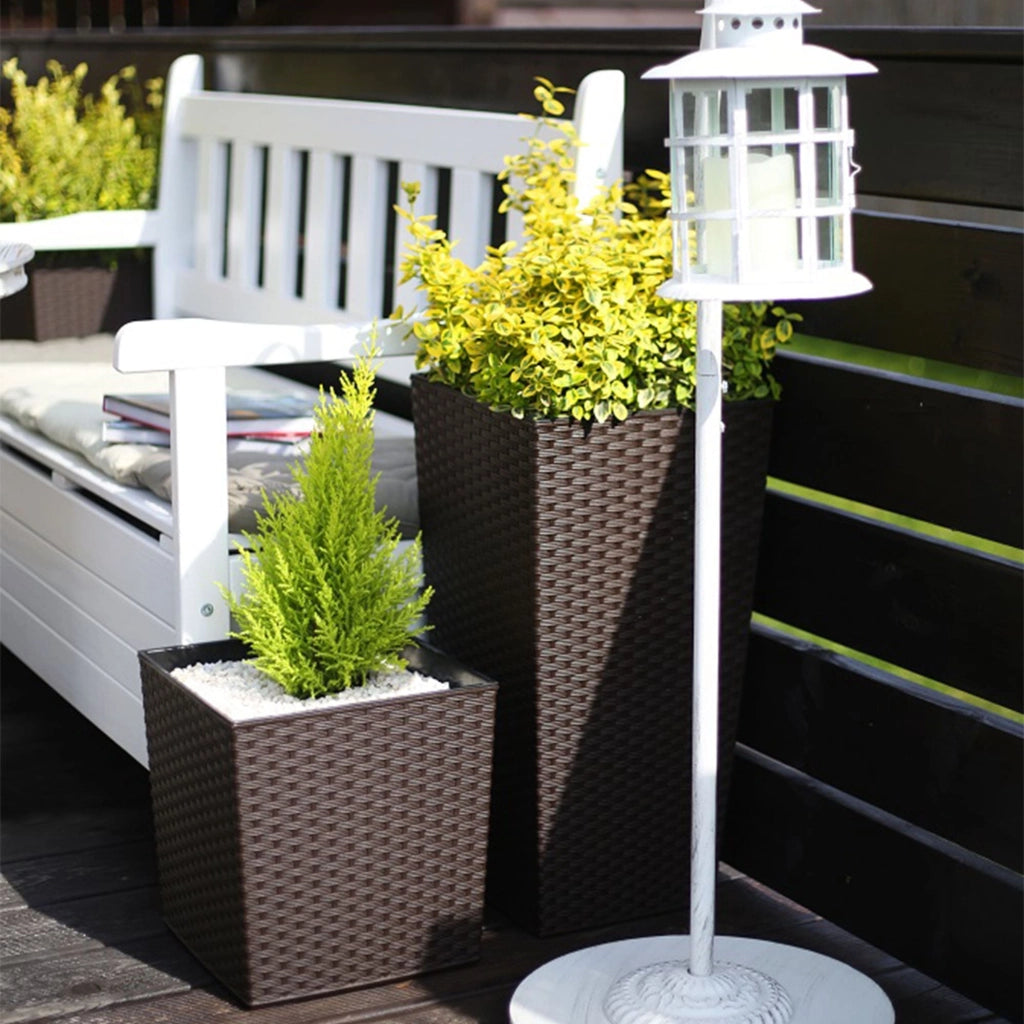 Vaso da giardino KADAX con inserto per fiori e coperchio, grande, alto, per terrazza, 68 cm