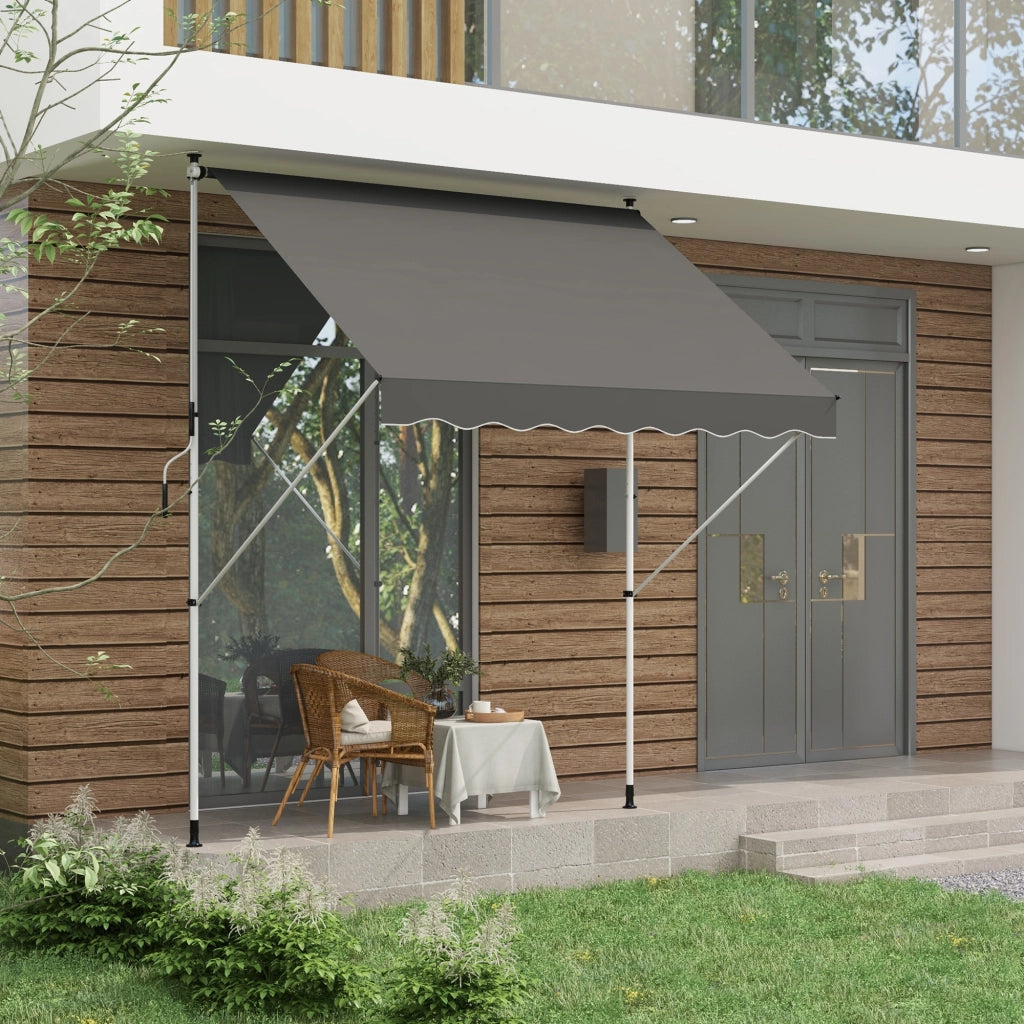 Tendone Manuale Retrattile per Terrazza ¨C zephmum ¨C Grigio 300x150x170-280 cm