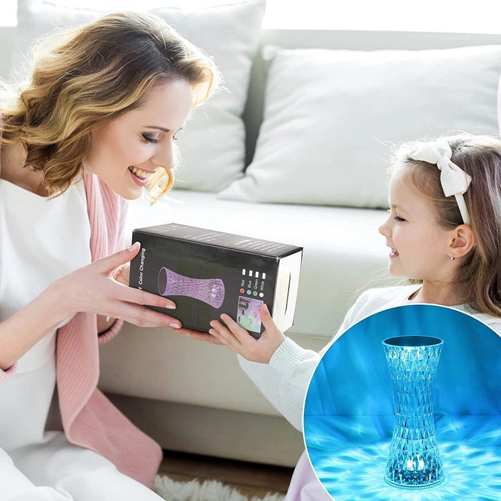 Trade Shop - Lampada Da Tavolo In Cristallo A Led Diamantata Con 16 Colori Ricaricabile Touch -