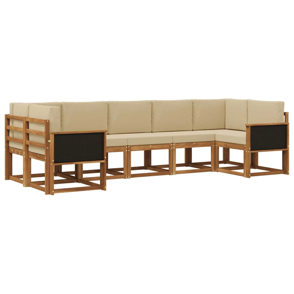 Set di divani da esterno 7 pz Naturale e Beige 3385504
