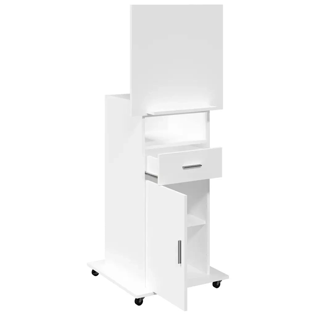 vidaXL Leggio con Ruote e Cassetto Bianco 55x55x107 cm in Multistrato