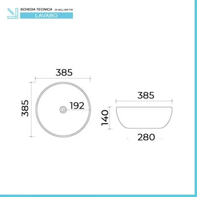 Lavabo da appoggio tondo 38,5 cm nero lucido in ceramica  Zelos