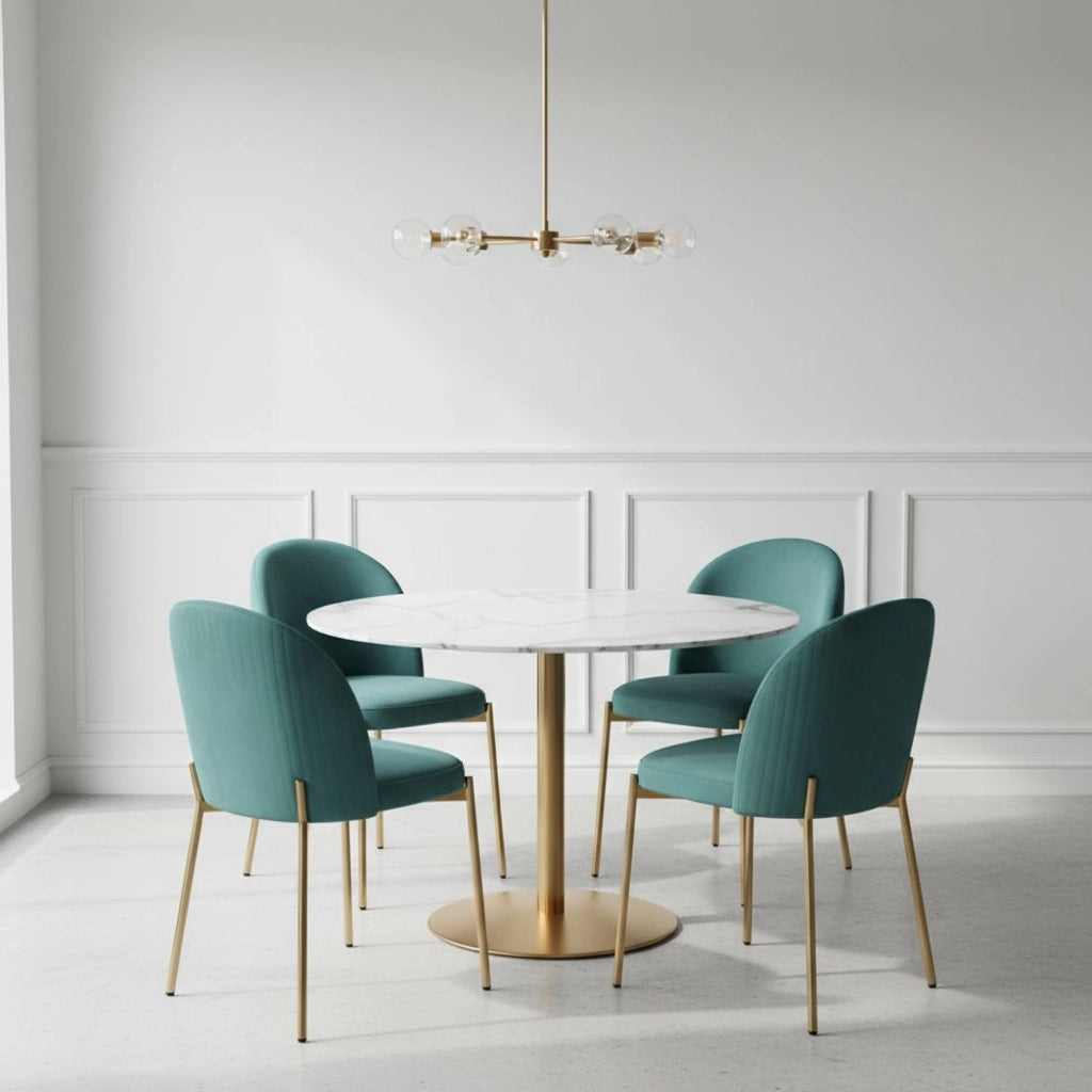 Sedia in Velluto con Gambe Oro Chiara Sedie in Metallo Dorato Poltroncina con Seduta Im 1 SEDIA CHIARA VERDE ACQUA / ORO