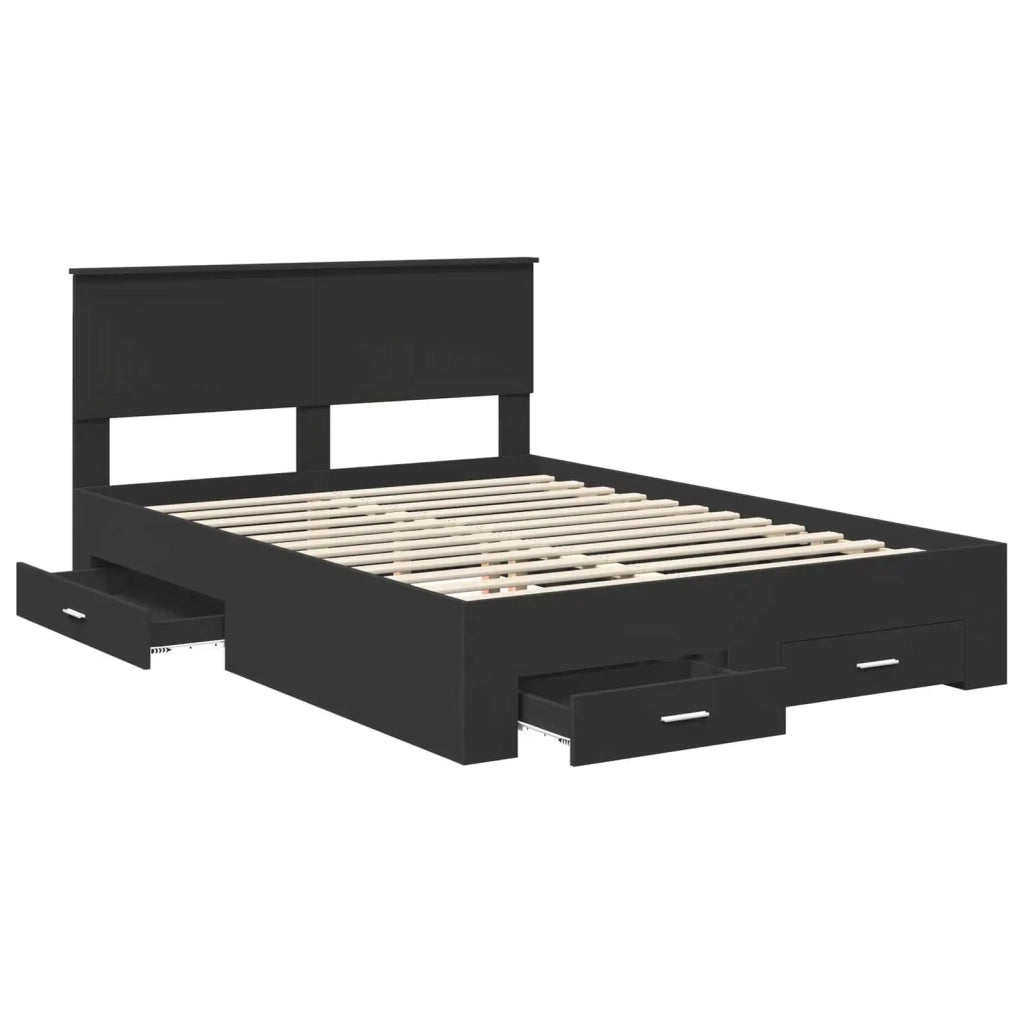 Struttura del letto-Giroletto Nero 135 x 190 cm Legno multistrato 676015